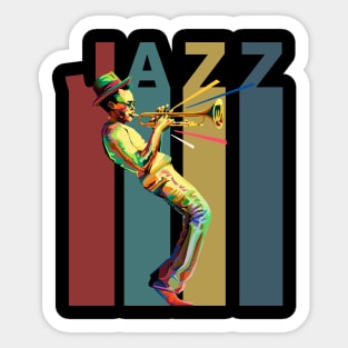 Jazz, Retro design with a jazz trumpet player Sticker